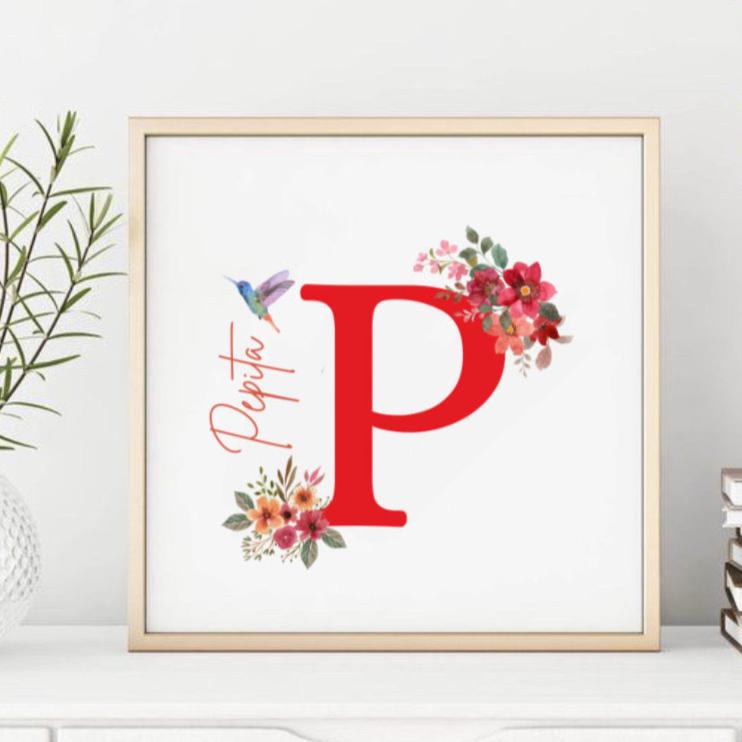 Ilustración de Flores con Inicial